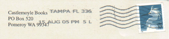 Scan of a USPS Inkjet Cancel from Tampa, Florida  August 2005